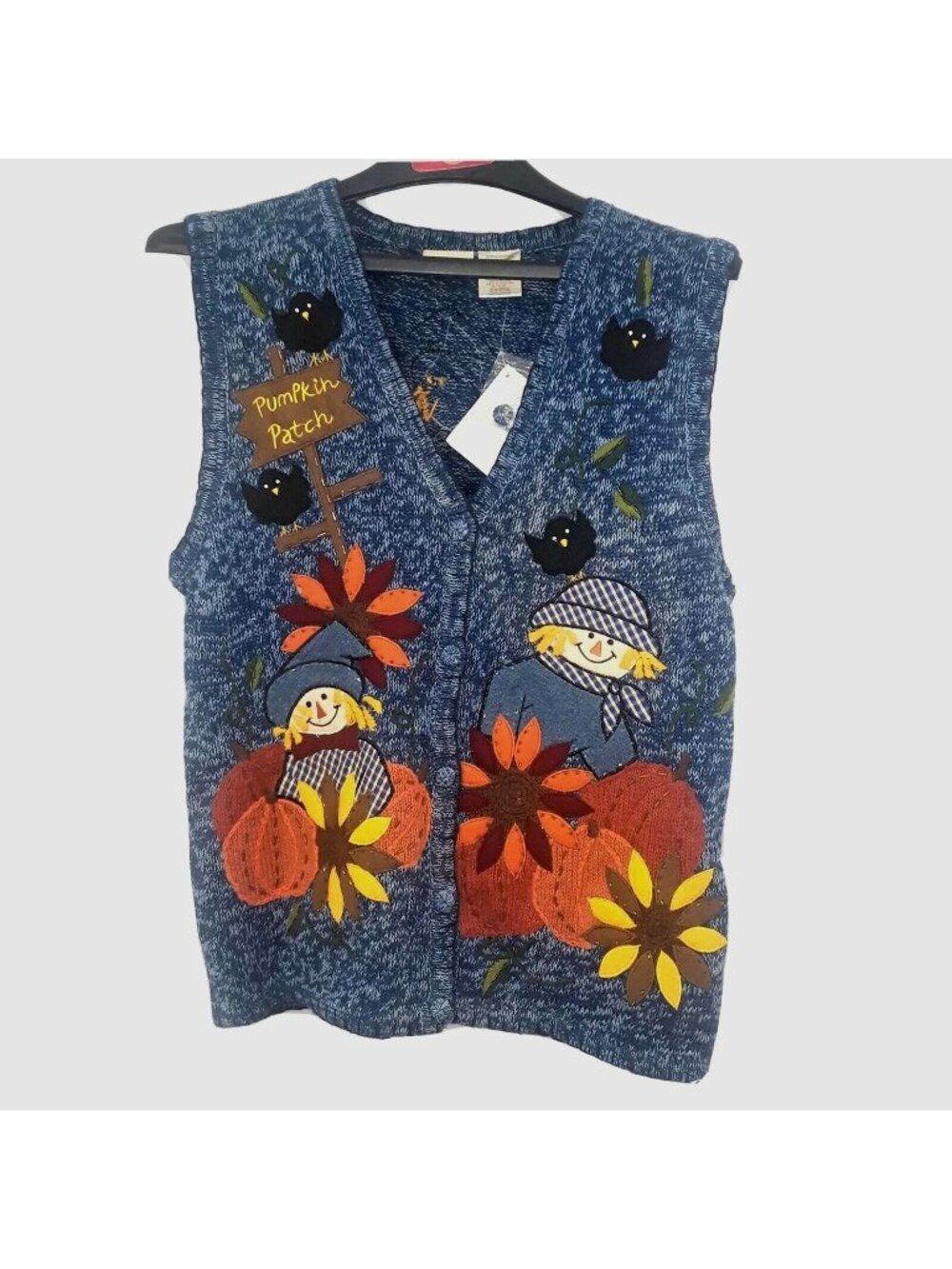 NWT Bobbie Brooks Pumpkin Patch Sweater Vest Size Medium Harvest Halloween Fall